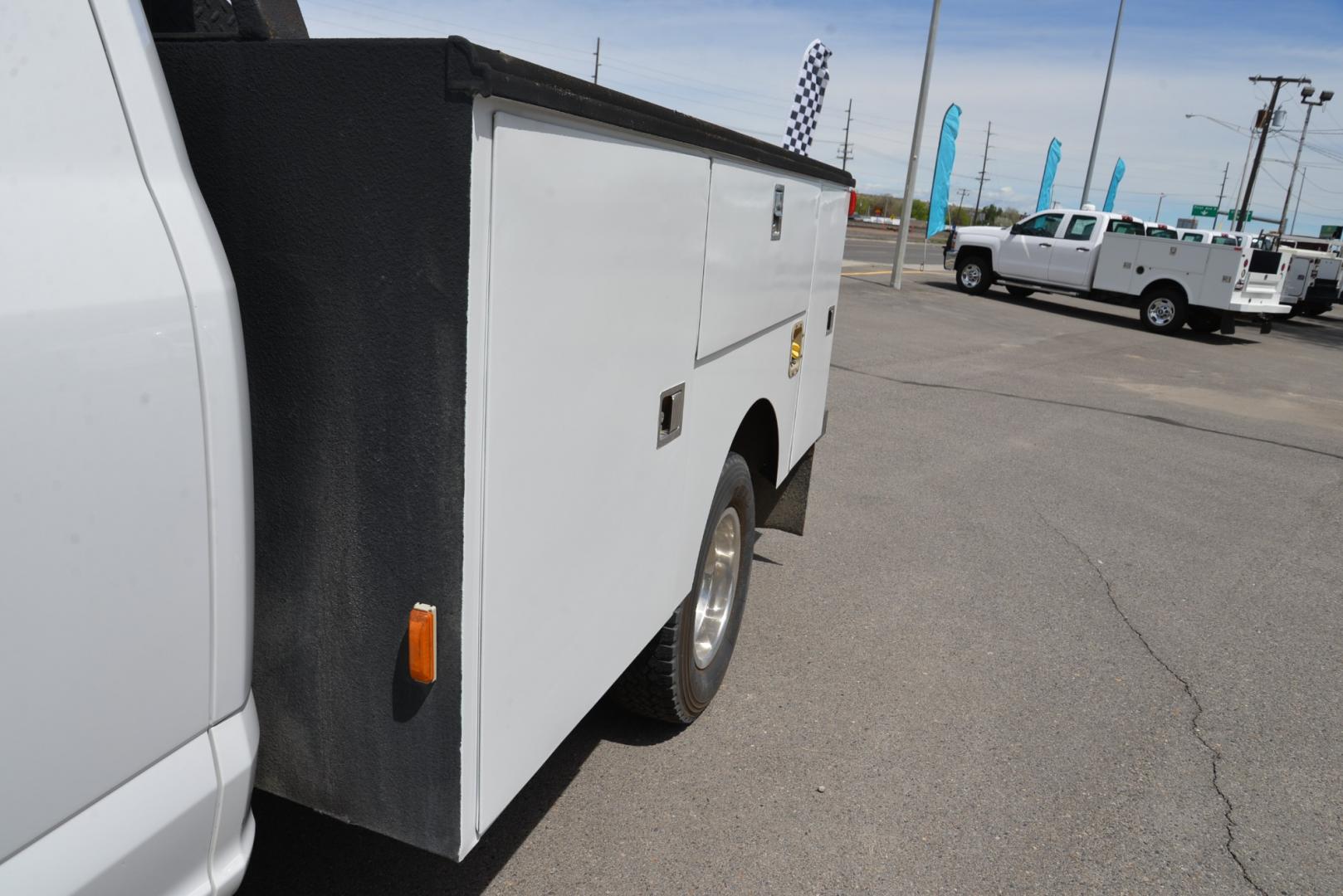 2017 White /Gray Ford F-350 SD XL Supercab Dually (1FD8X3H69HE) with an 6.2 Gasoline V8 engine, 6 speed automatic transmission, located at 4562 State Avenue, Billings, MT, 59101, (406) 896-9833, 45.769516, -108.526772 - 2017 Ford F-350 SuperCab Dually 4WD - Service Body! 6.2L V8 OHV 16V Engine - 6-Speed Automatic Transmission - 4WD - Service/Utility Body - 133,429 miles - Inspected and serviced - copy of inspection and work performed as well as a full vehicle history report provided - Ready to go to the jobsite - Photo#4